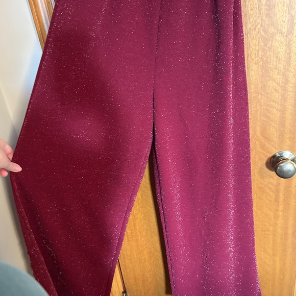 Burgundy Red Tinsel Shimmer Jumpsuit - Outfit - Picture 5 of 7